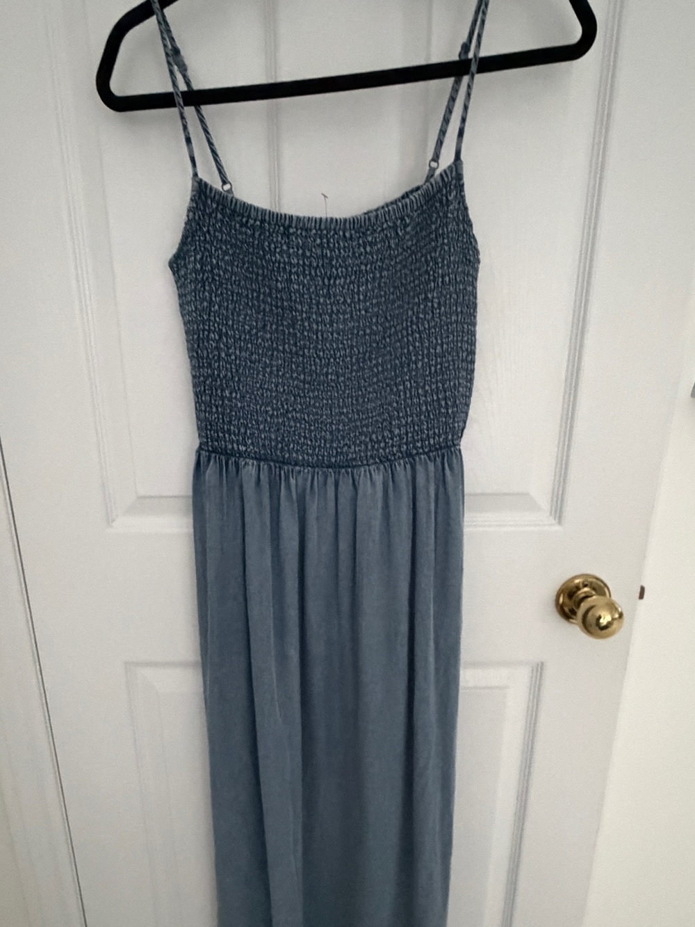 NWT never worn M Light Denim Smocked Maxi Dress with Spaghetti Straps